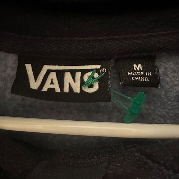 VANS Hoodie Large Logo Spellout Men's Size Medium Blue Sweatshirt Skateboard Y2K - Picture 5 of 5